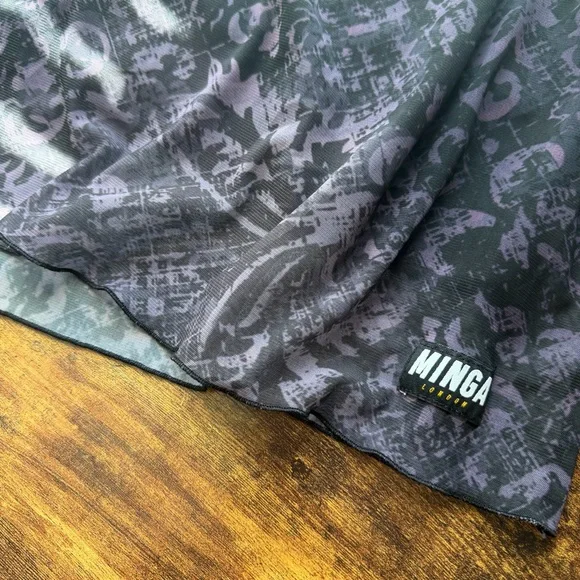 💜Minga London Sheer Mesh Slip Dress Purple Black Grunge Alt Fairy | Size L - Picture 11 of 12